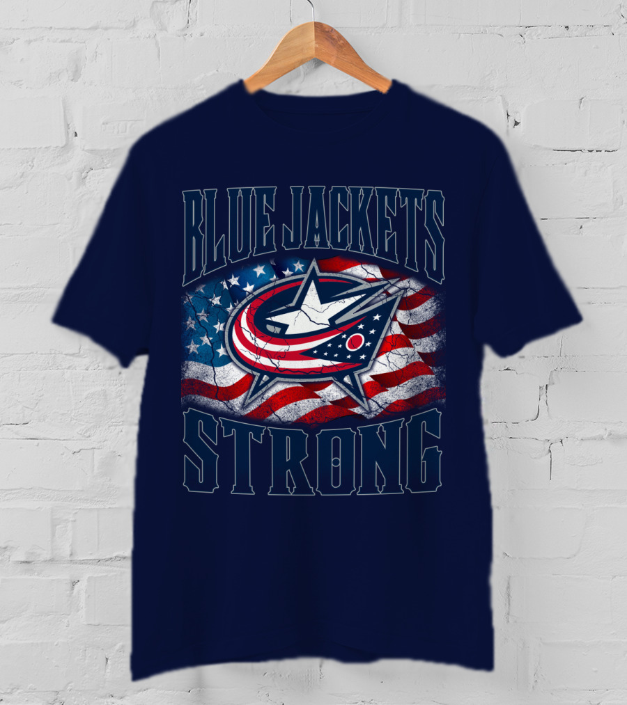 Blue Jackets Strong American Flag T-Shirt