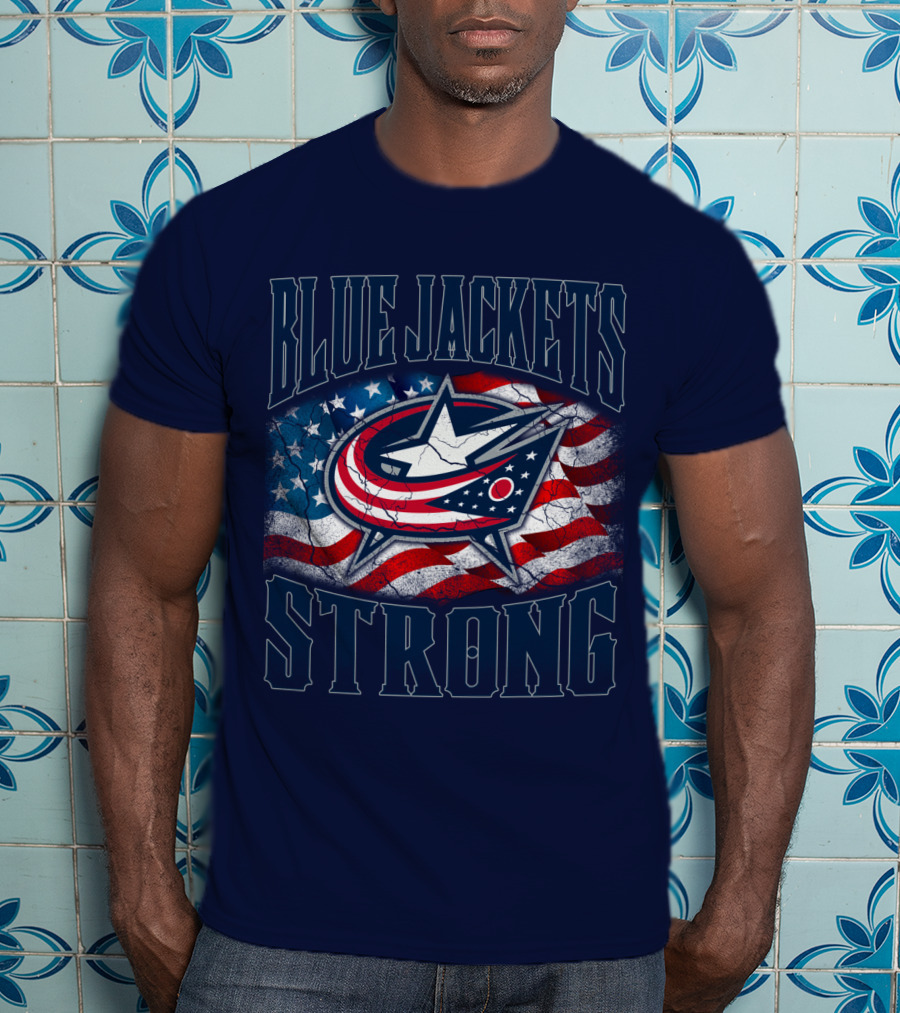 Blue Jackets Strong American Flag T-Shirt