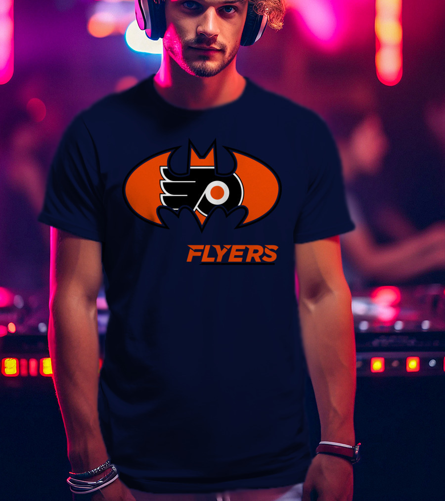 Philadelphia Flyers Batman Logo Crossover T-Shirt