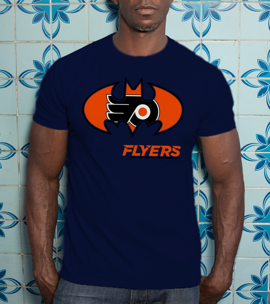 Philadelphia Flyers Batman Logo Crossover T-Shirt