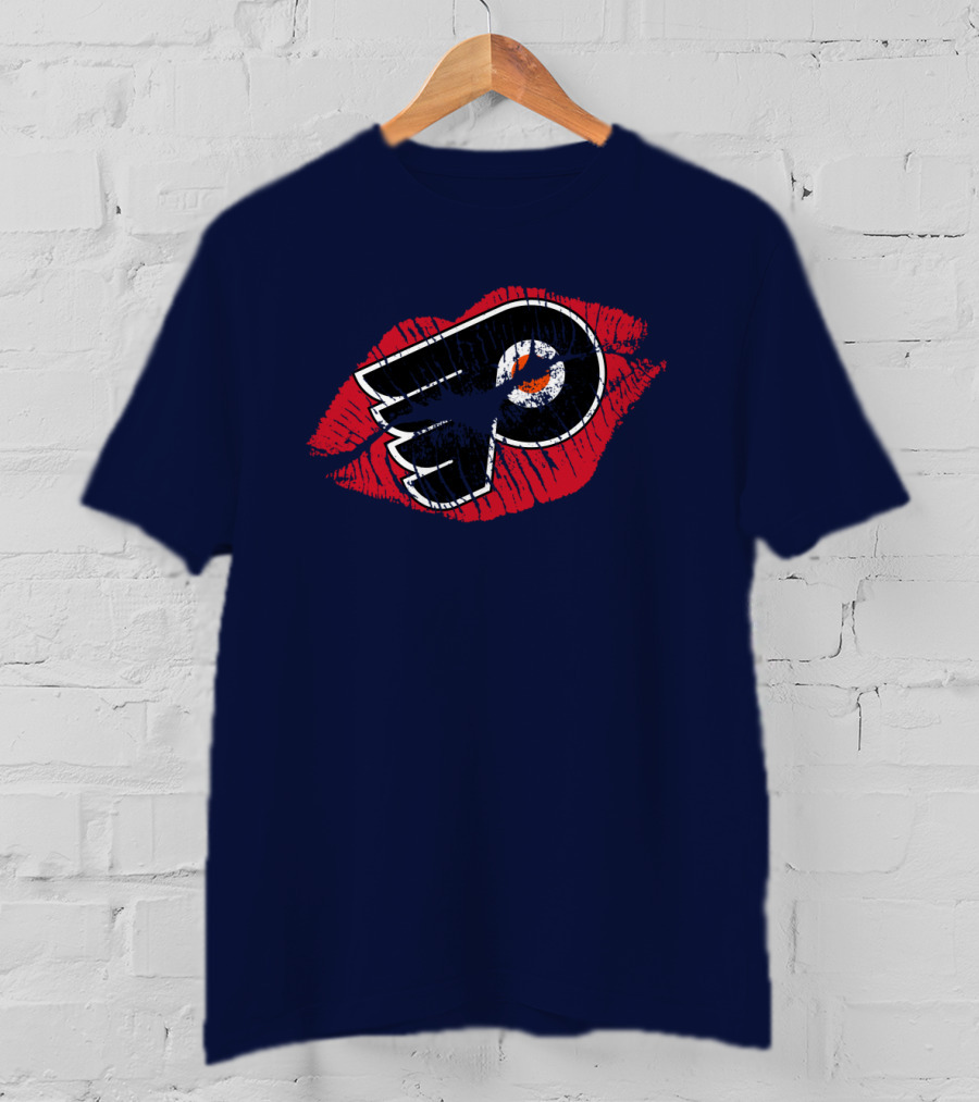 Philadelphia Flyers Logo With Red Lips T-Shirt