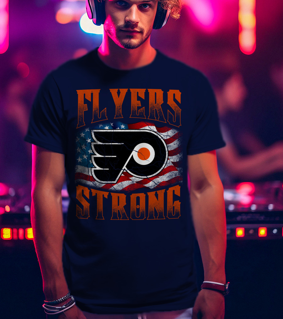 Flyers Strong Philadelphia American Flag T-Shirt