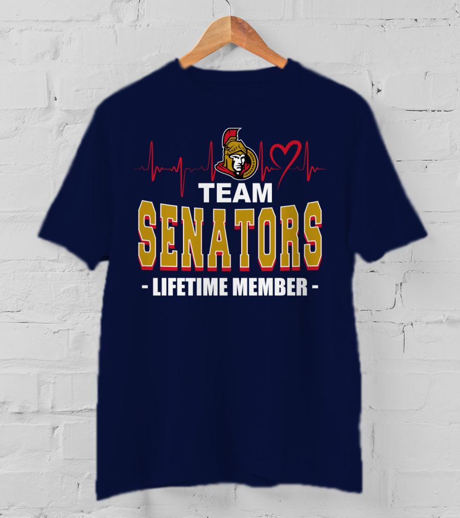 Team Senators Lifetime Member Ottawa Senators Heartbeat T-Shirt