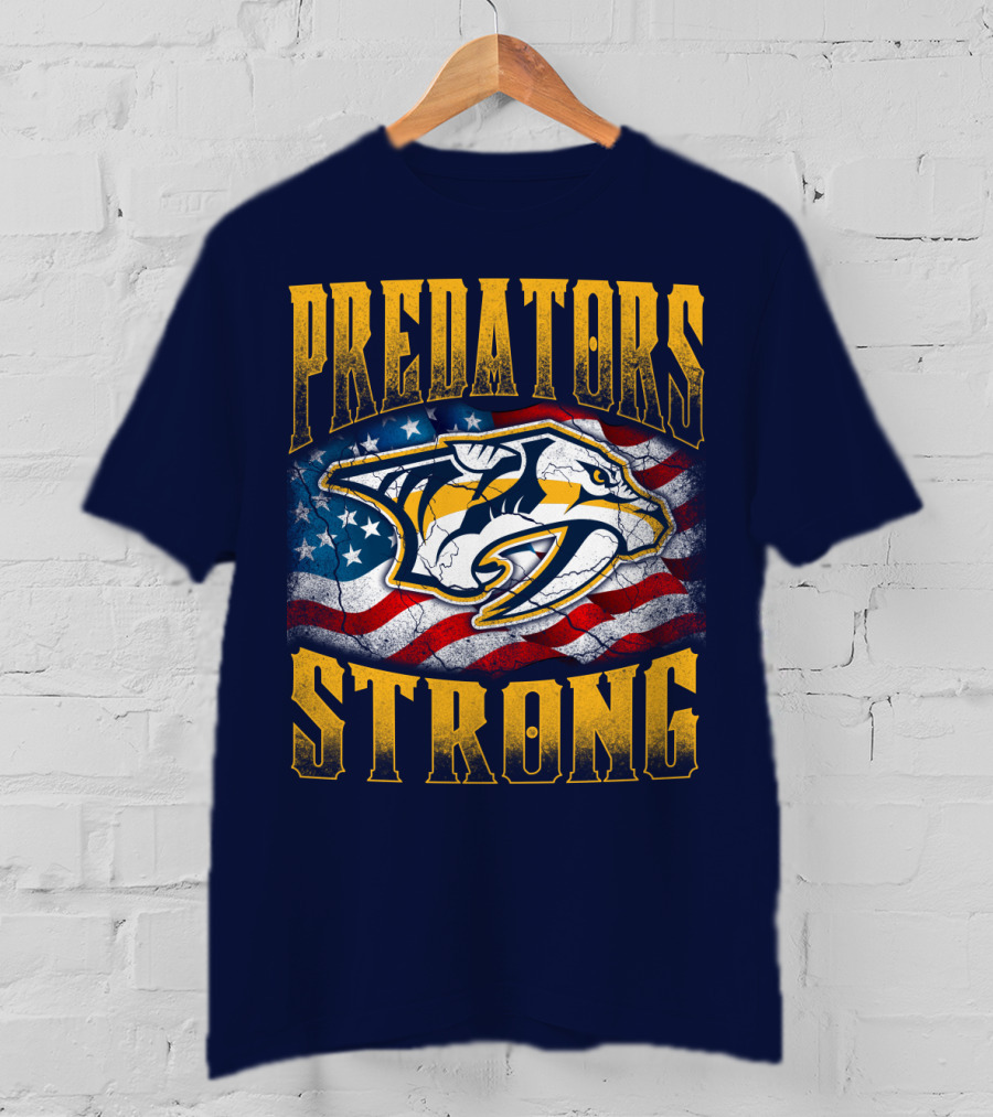 Predators Strong American Flag Nashville Predators T-Shirt
