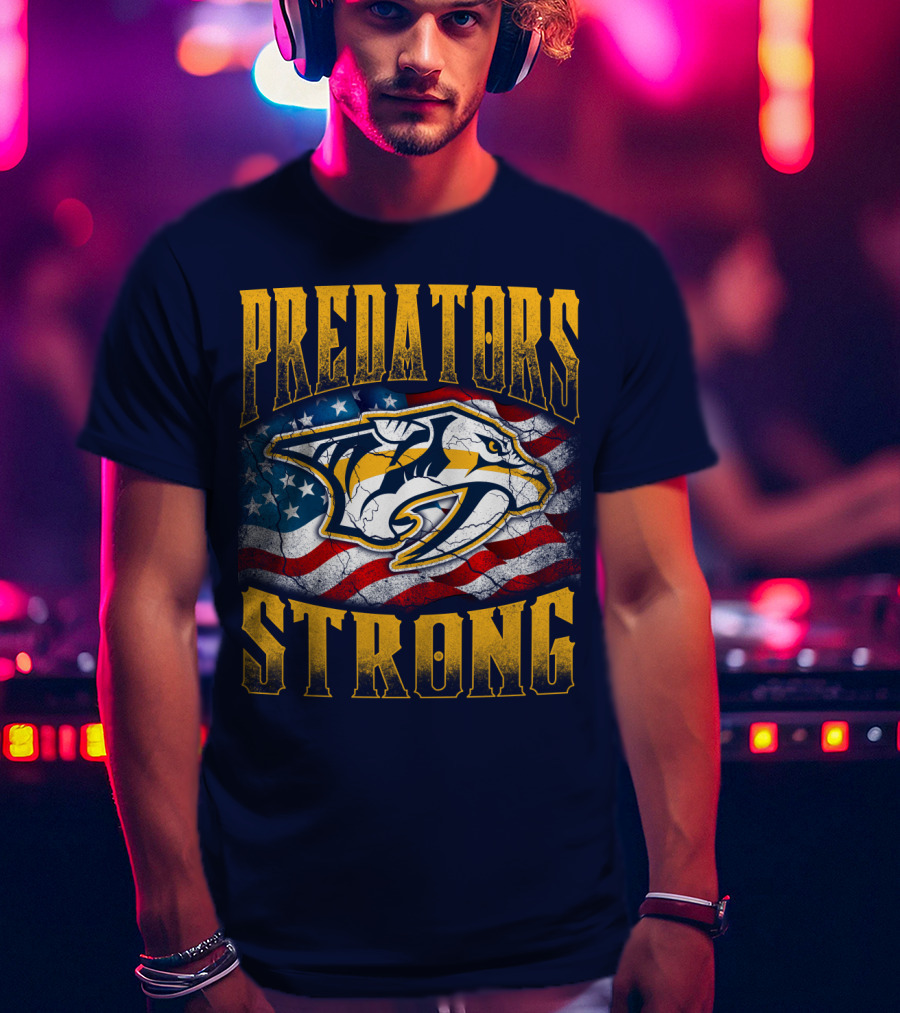 Predators Strong American Flag Nashville Predators T-Shirt