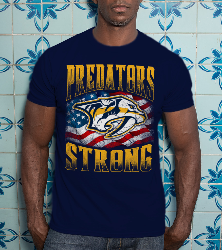 Predators Strong American Flag Nashville Predators T-Shirt