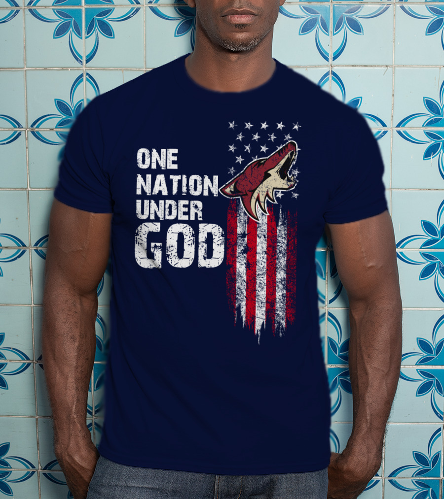 One Nation Under God Arizona Coyotes Usa Flag T-Shirt