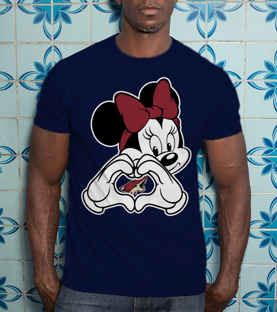 Minnie Mouse Arizona Coyotes Heart Hands T-Shirt