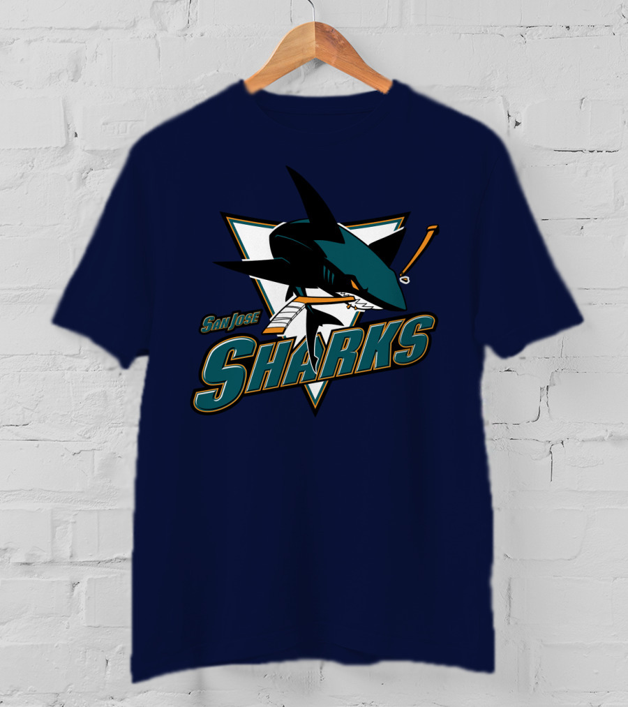 San Jose Sharks Hockey Team Logo With Shark And Hockey Stick T-Shirt