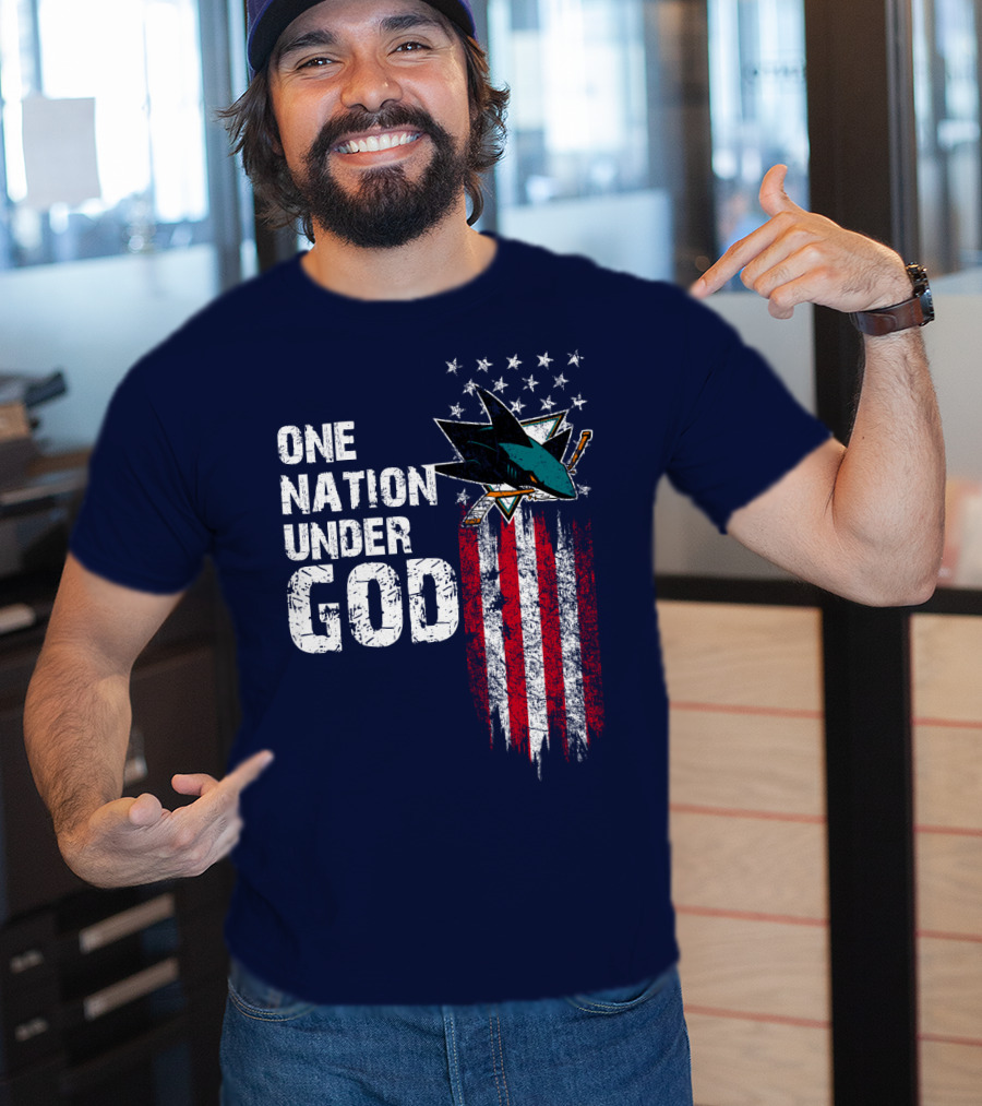 One Nation Under God San Jose Sharks American Flag Stars T-Shirt