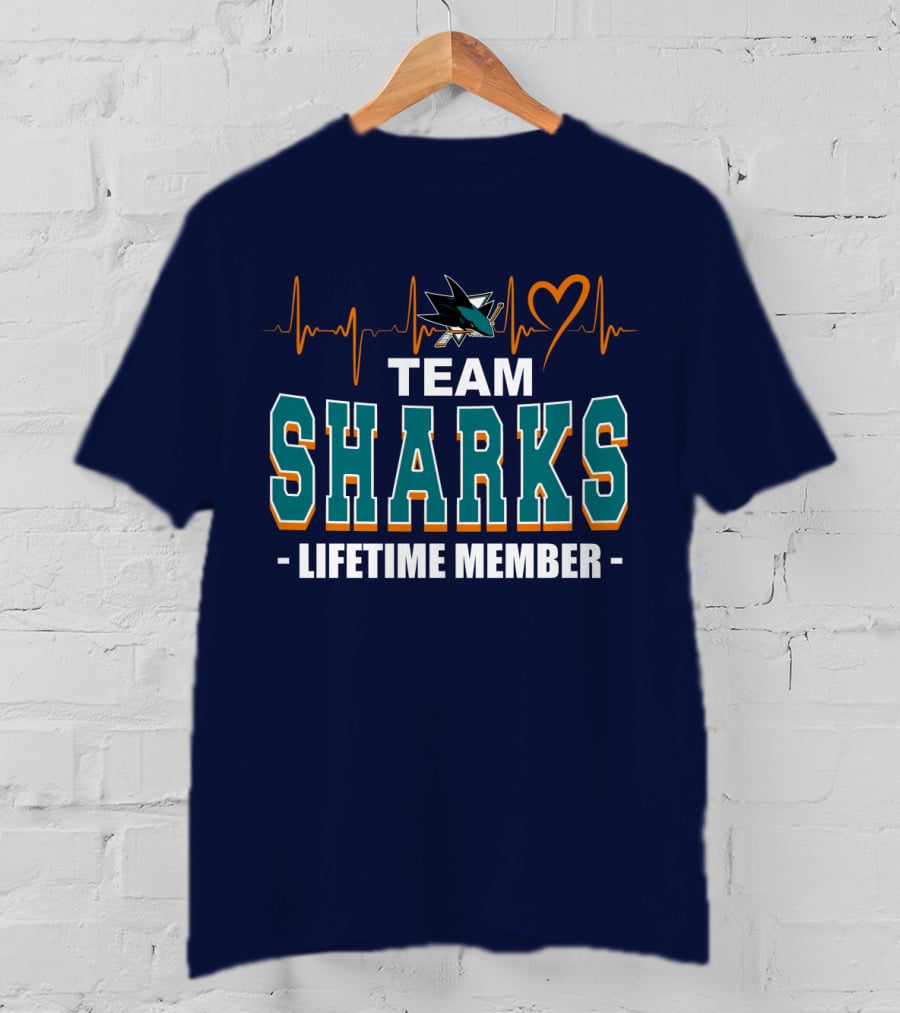 Team Sharks San Jose Lifetime Member Heartbeat T-Shirt