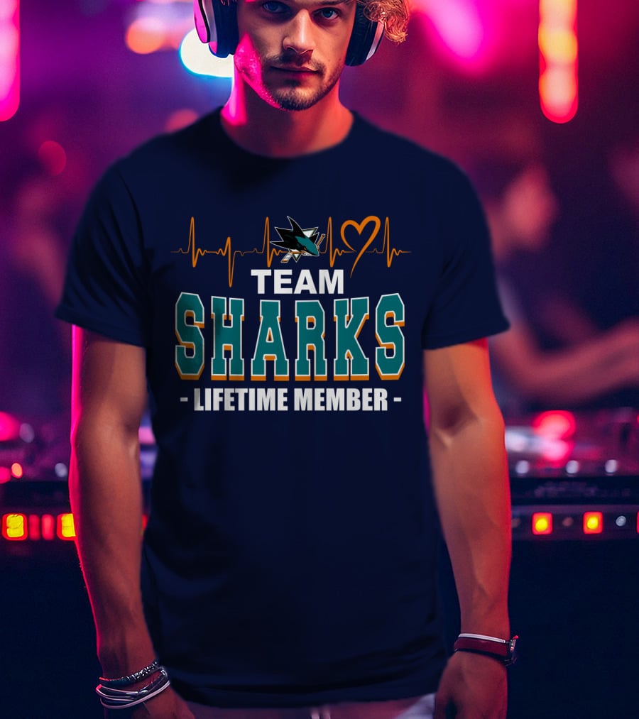 Team Sharks San Jose Lifetime Member Heartbeat T-Shirt