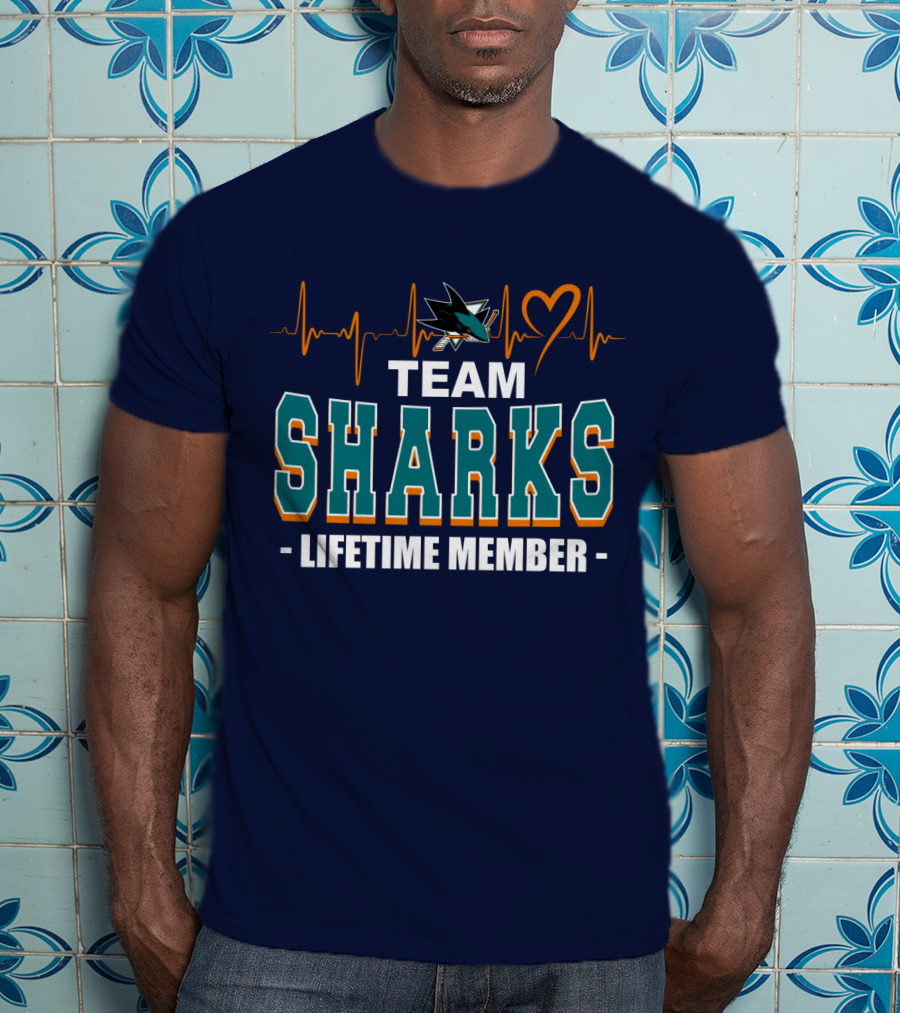 Team Sharks San Jose Lifetime Member Heartbeat T-Shirt