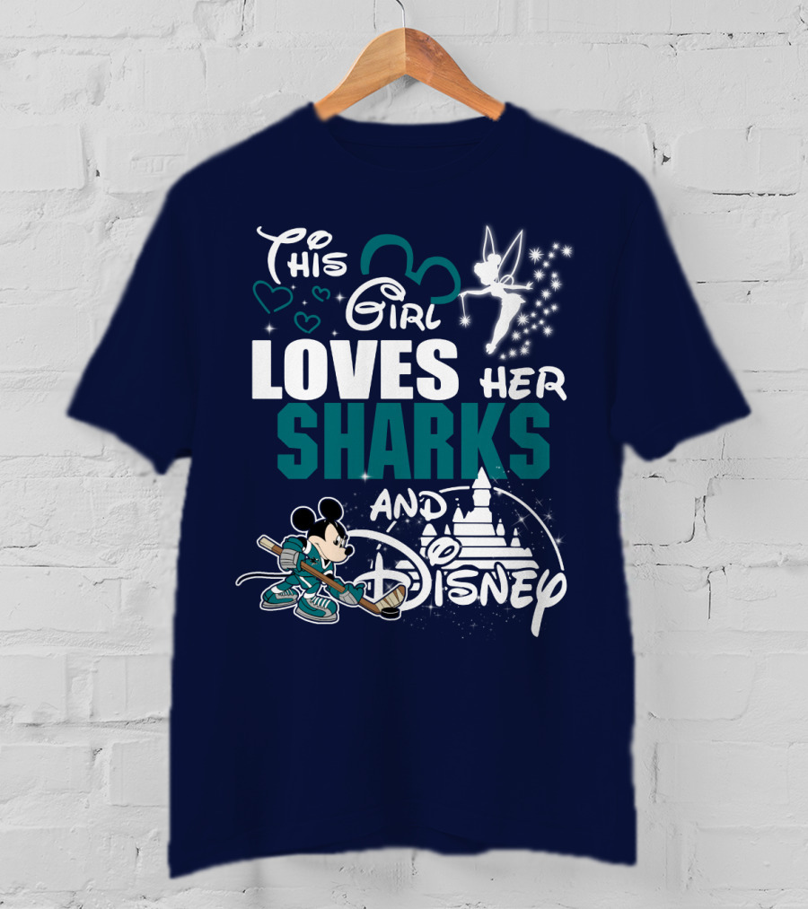 This Girl Loves Her Sharks And Disney T-Shirt