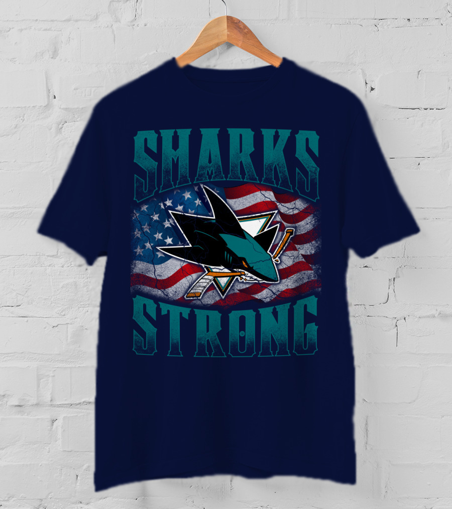 Sharks Strong American Flag San Jose Sharks T-Shirt