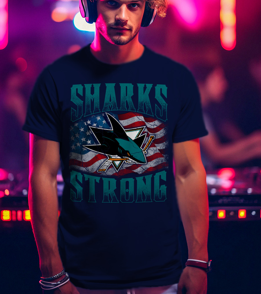 Sharks Strong American Flag San Jose Sharks T-Shirt