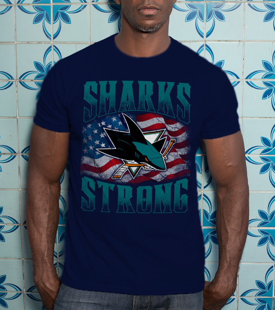 Sharks Strong American Flag San Jose Sharks T-Shirt