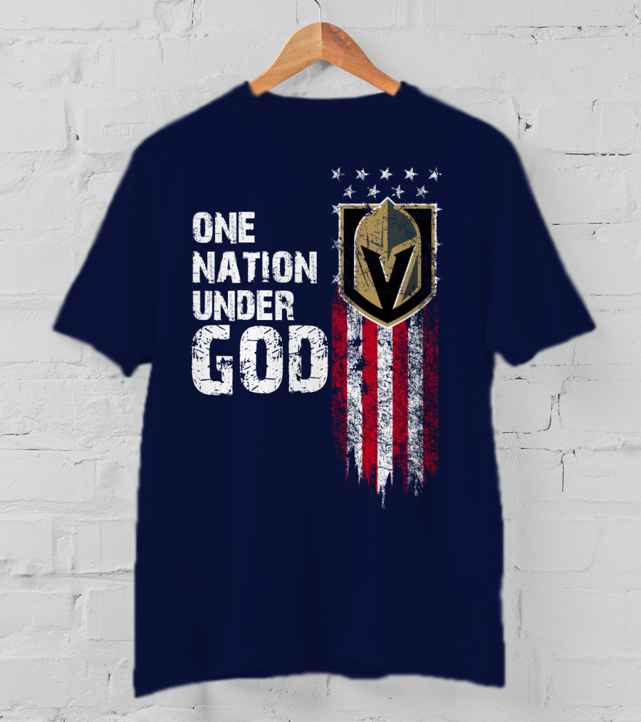 One Nation Under God Vegas Golden Knights Logo Stars And Stripes T-Shirt