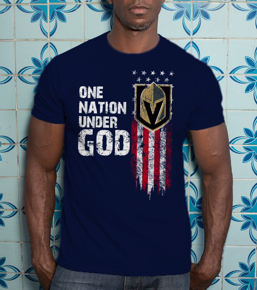 One Nation Under God Vegas Golden Knights Logo Stars And Stripes T-Shirt