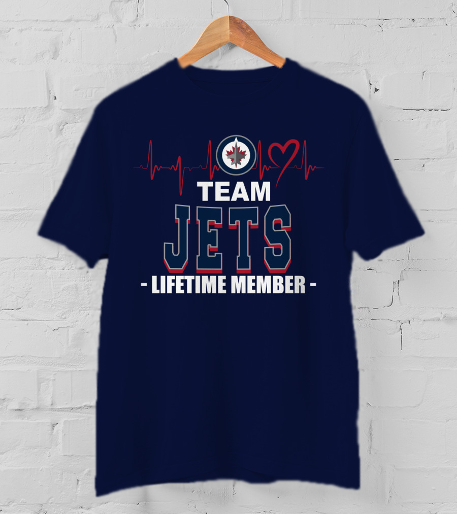 Team Jets Lifetime Member Winnipeg Jets Heartbeat T-Shirt