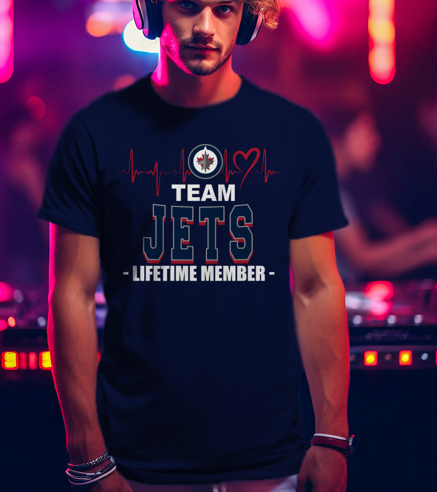 Team Jets Lifetime Member Winnipeg Jets Heartbeat T-Shirt