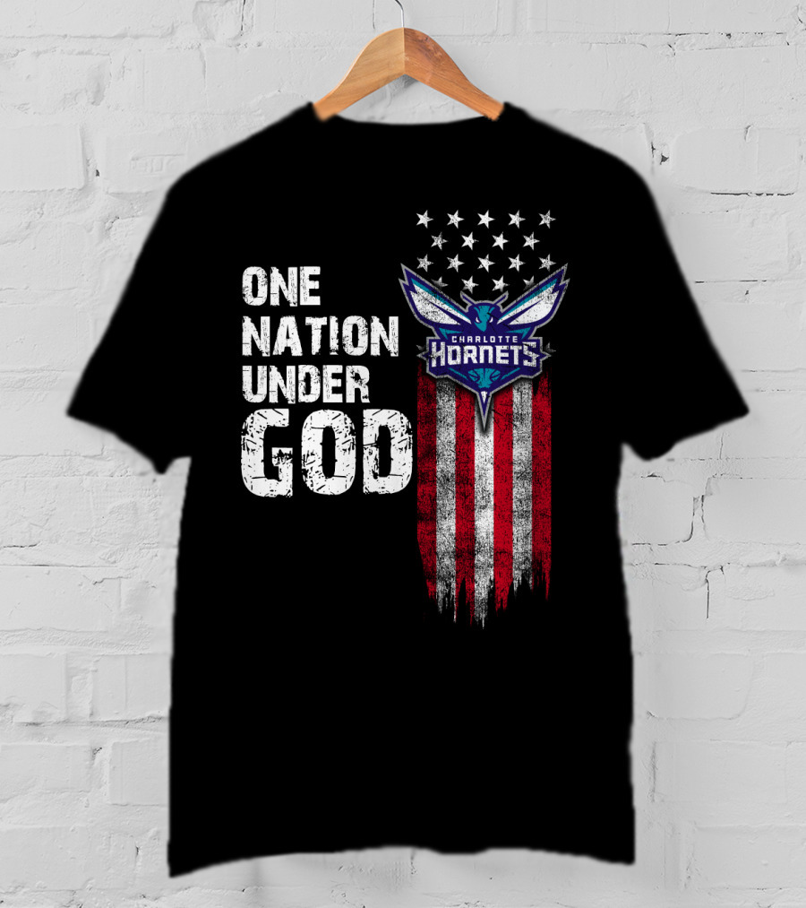 One Nation Under God Charlotte Hornets Stars Stripes T-Shirt