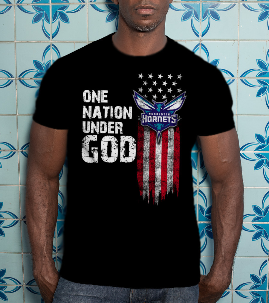 One Nation Under God Charlotte Hornets Stars Stripes T-Shirt