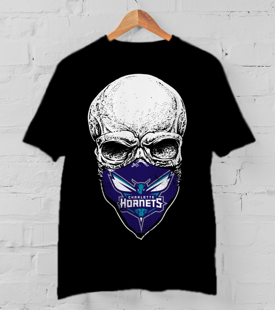Charlotte Hornets Skull Mask T-Shirt