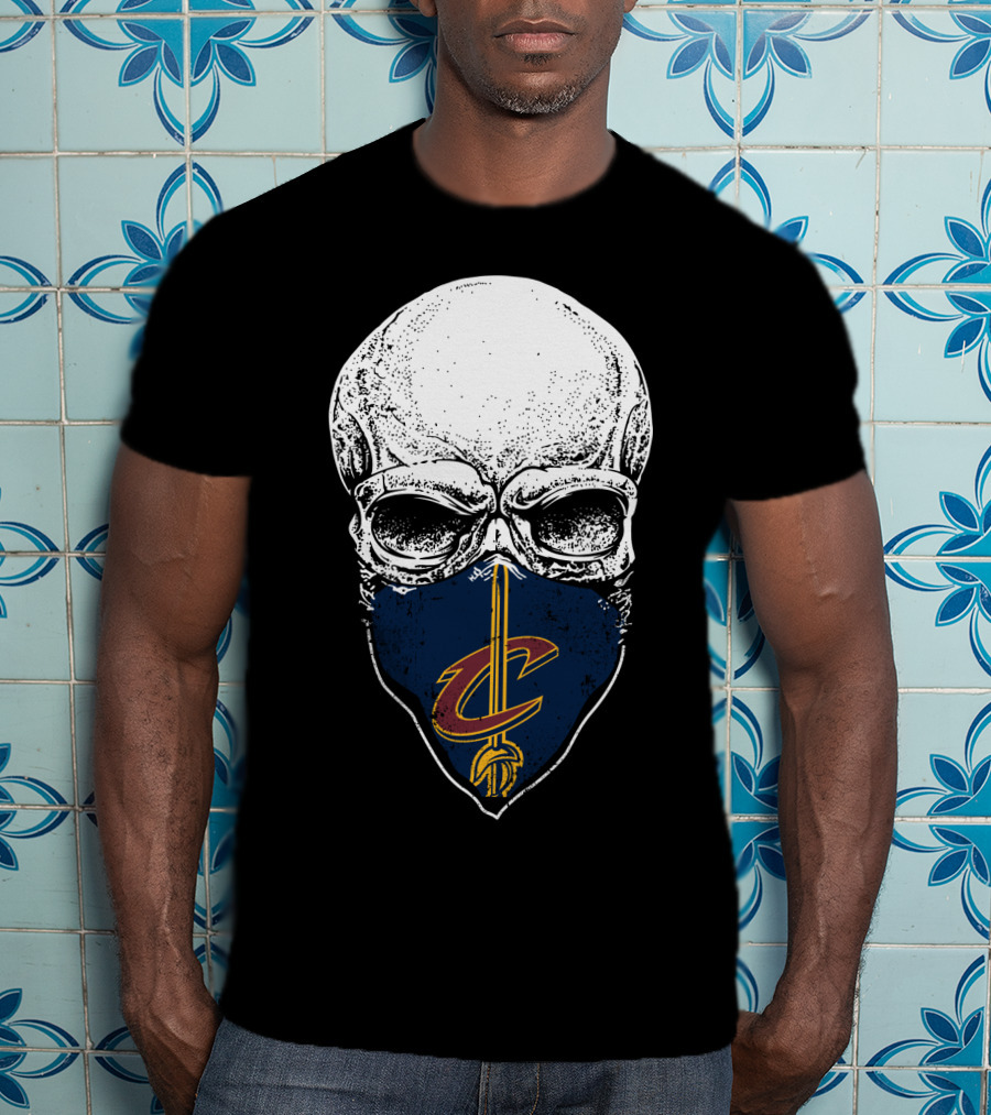 Cleveland Cavaliers Skull With C Logo On Face Mask T-Shirt