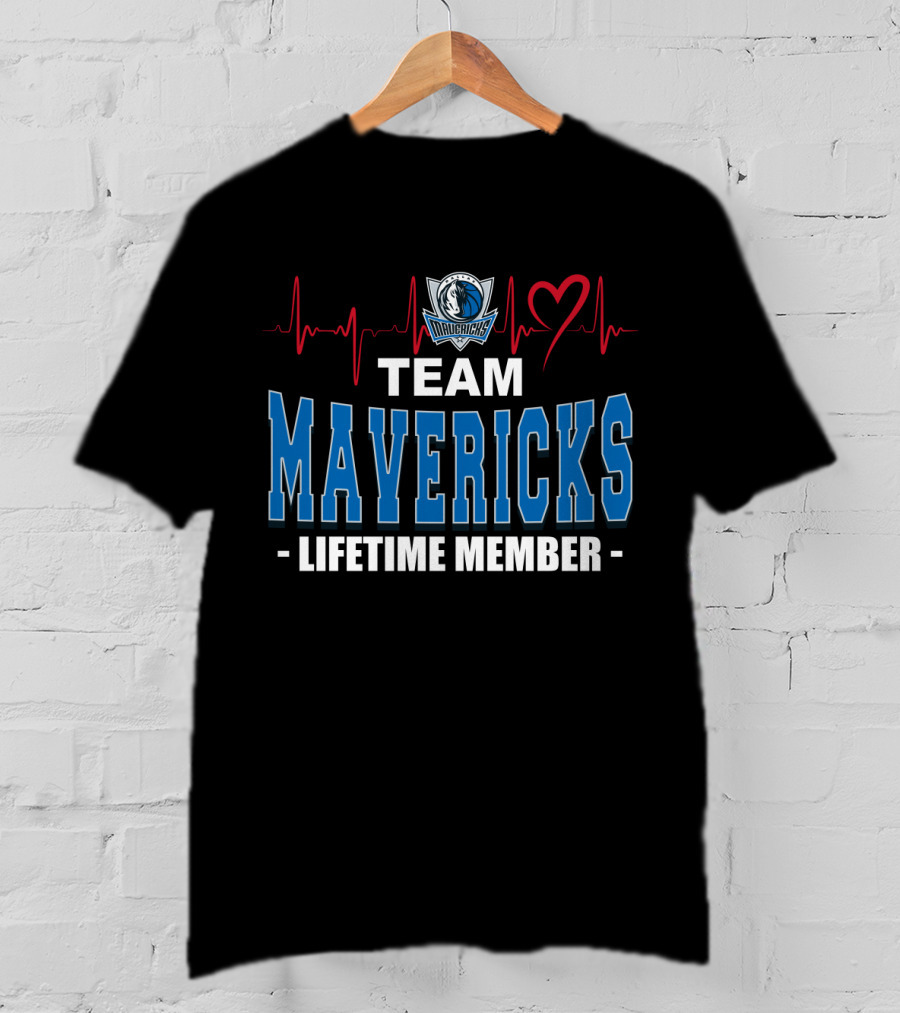 Team Mavericks Lifetime Member Dallas Mavericks Heartbeat T-Shirt