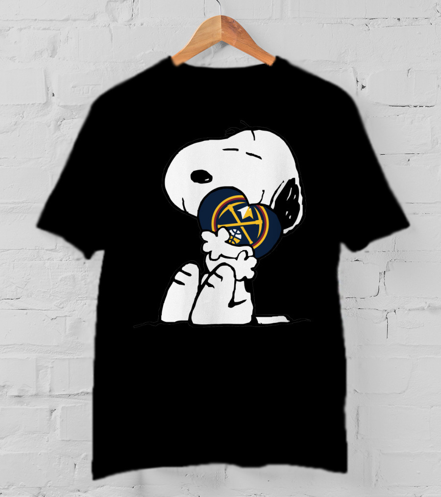 Denver Nuggets Snoopy Hugging Basketball T-Shirt