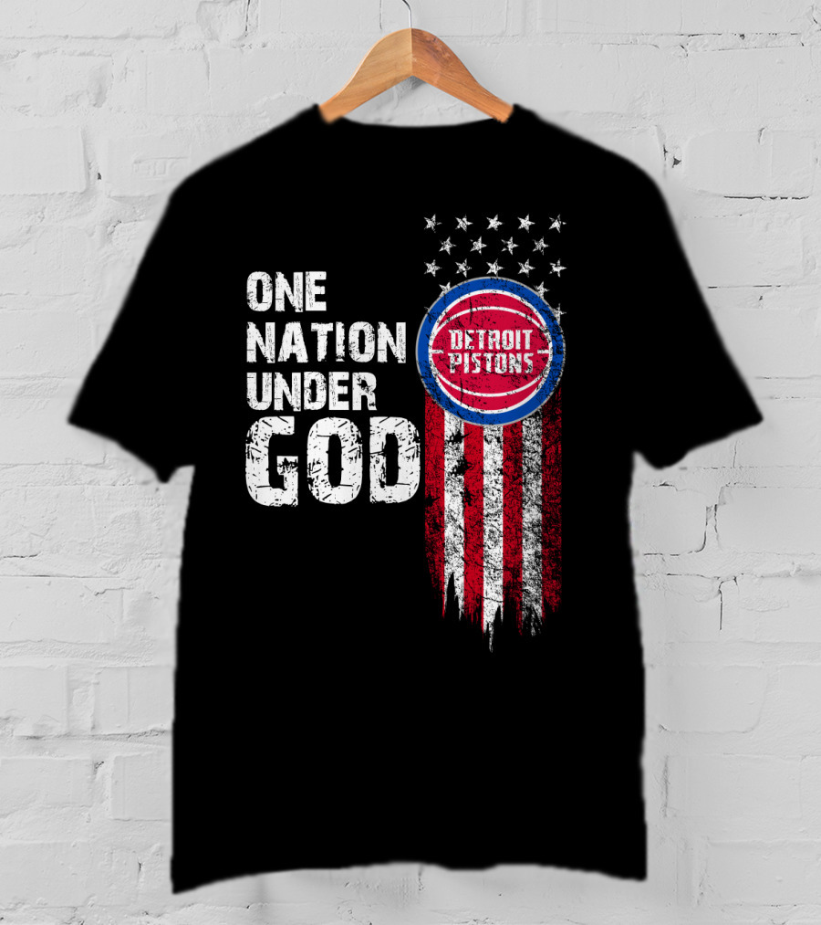 One Nation Under God Detroit Pistons Stars And Stripes T-Shirt