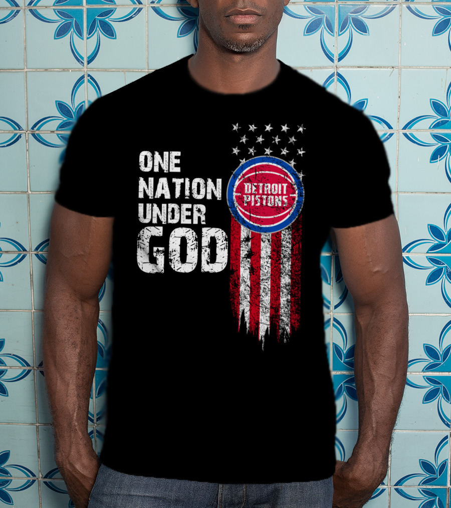 One Nation Under God Detroit Pistons Stars And Stripes T-Shirt