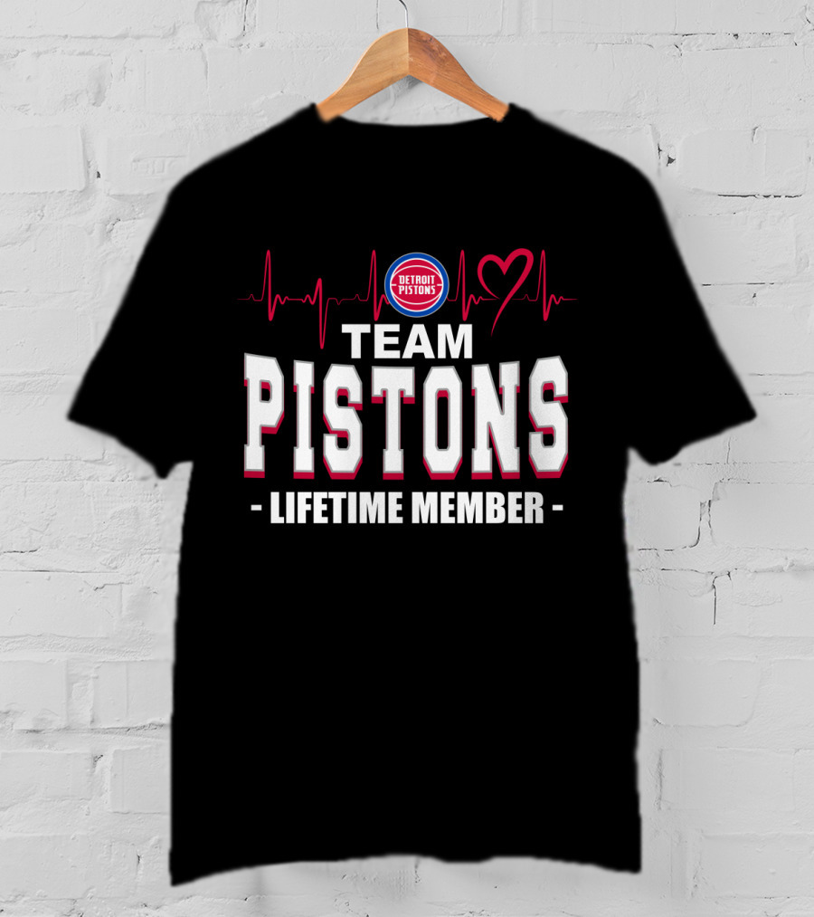 Detroit Pistons Team Pistons Lifetime Member Heartbeat T-Shirt