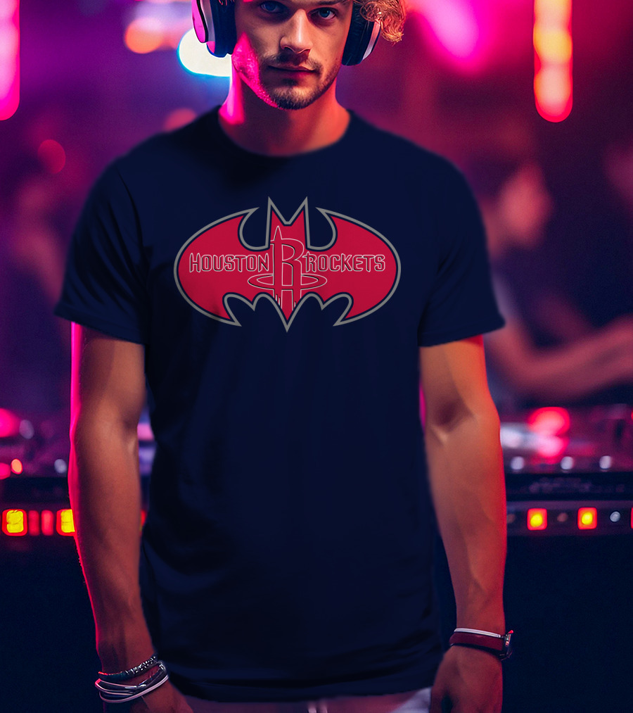 Houston Rockets Batman Logo Red Bat Symbol T-Shirt