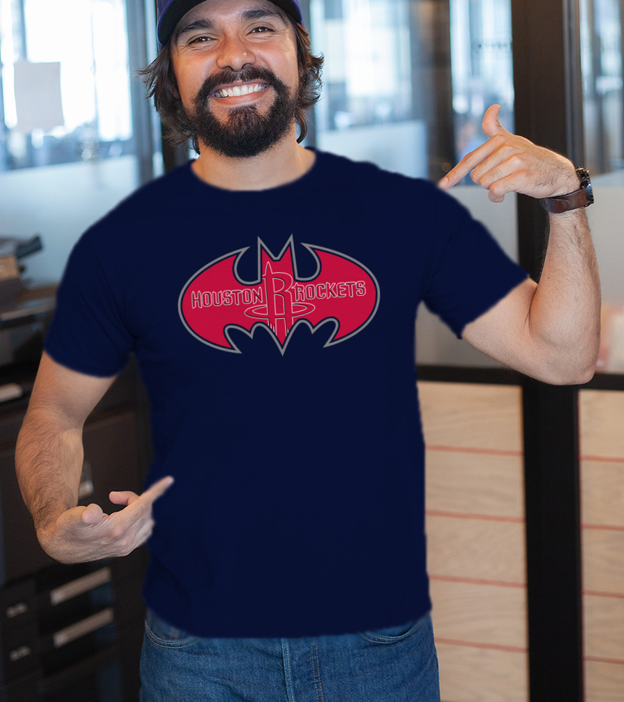Houston Rockets Batman Logo Red Bat Symbol T-Shirt