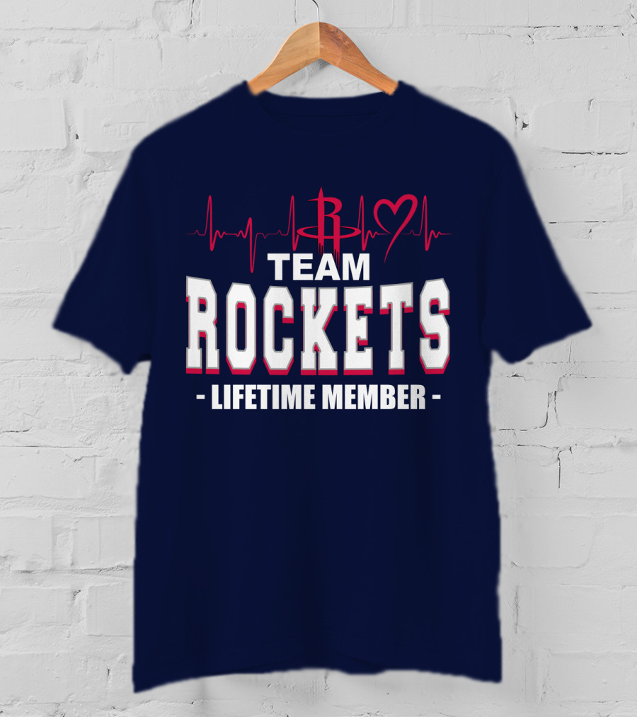 Team Rockets Lifetime Member Heartbeat Houston Rockets T-Shirt