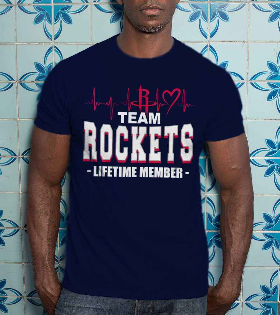 Team Rockets Lifetime Member Heartbeat Houston Rockets T-Shirt