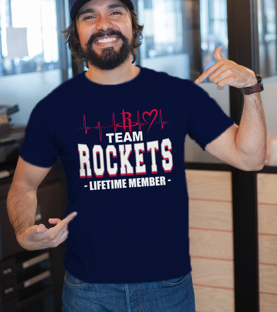 Team Rockets Lifetime Member Heartbeat Houston Rockets T-Shirt
