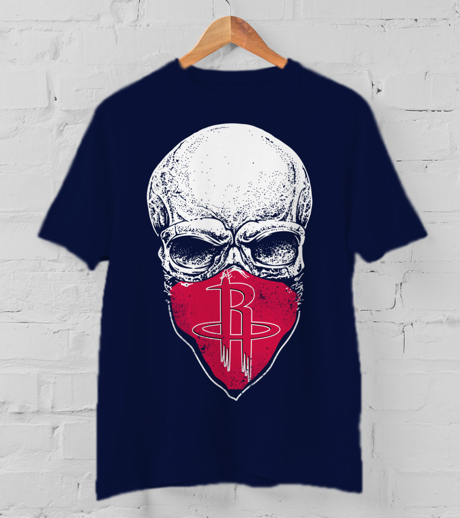 Houston Rockets Skull Logo Face Mask T-Shirt