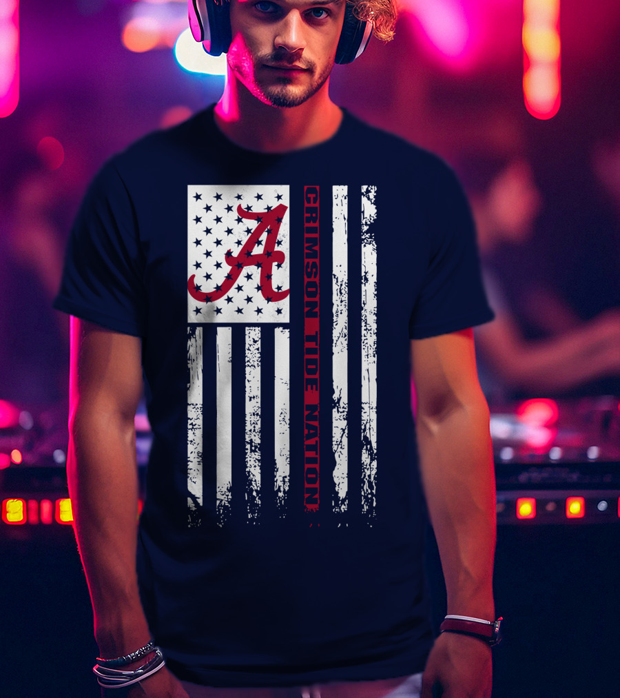 A Crimson Tide Nation Flag Stars Stripes Alabama T-Shirt