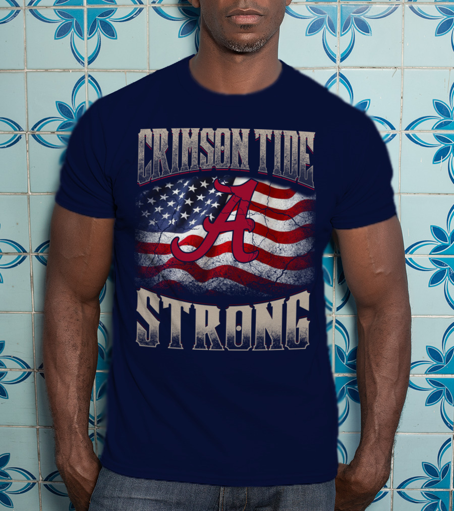 Crimson Tide Strong A American Flag T-Shirt