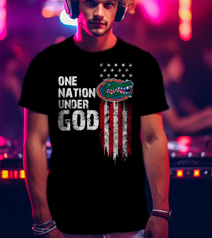 One Nation Under God Florida Gators American Flag Stars T-Shirt