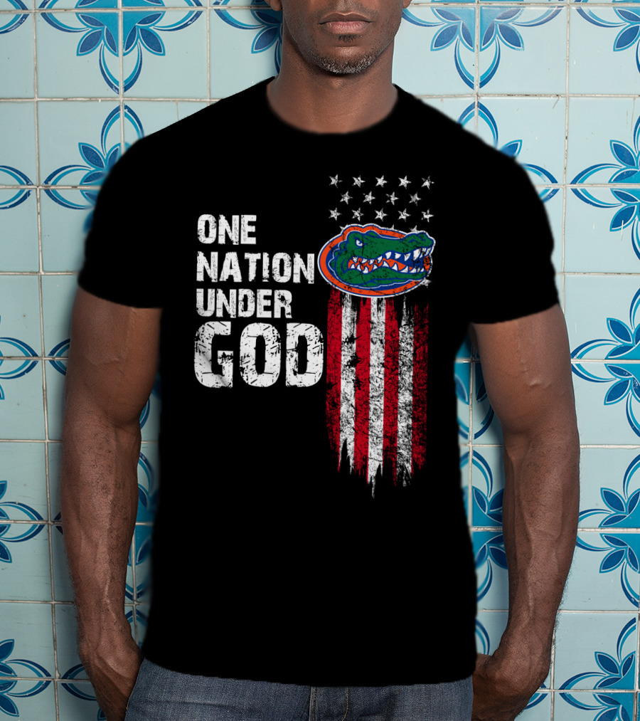 One Nation Under God Florida Gators American Flag Stars T-Shirt