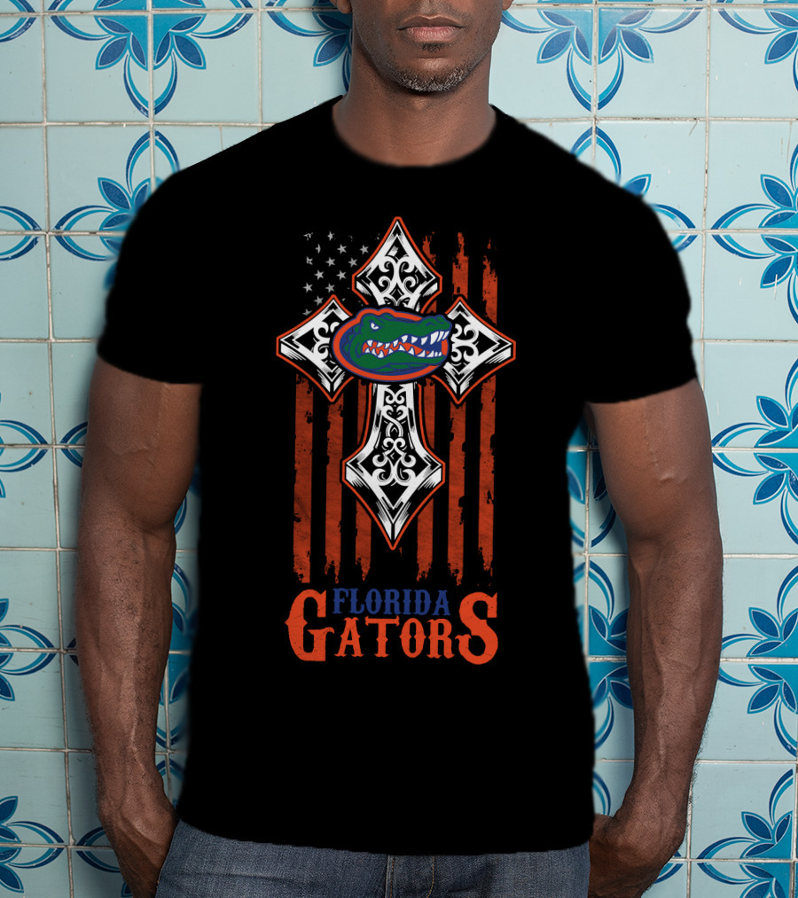 Florida Gators American Flag Cross T-Shirt
