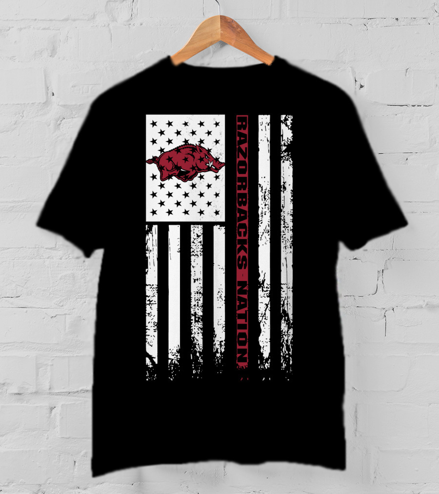 Razorbacks Nation Arkansas Razorbacks Flag Stars And Stripes T-Shirt