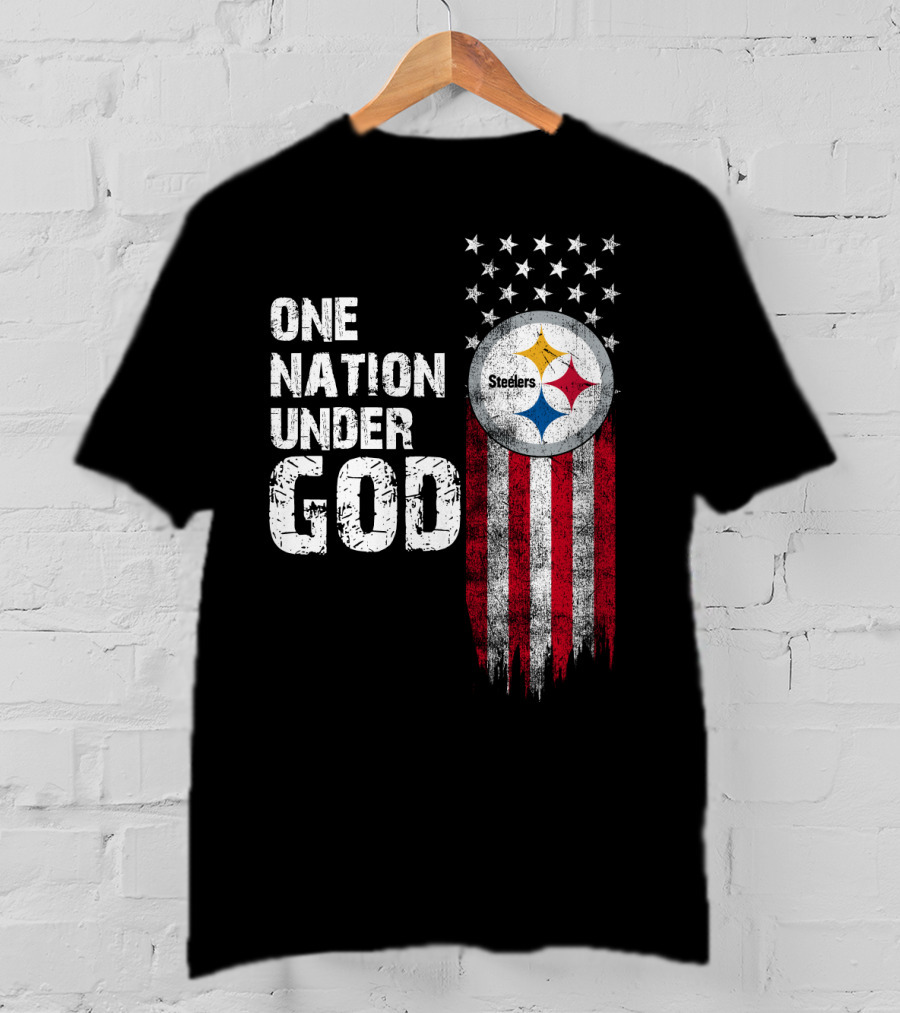 One Nation Under God Pittsburgh Steelers Flag Stars T-Shirt