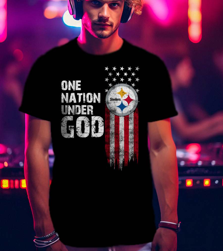 One Nation Under God Pittsburgh Steelers Flag Stars T-Shirt