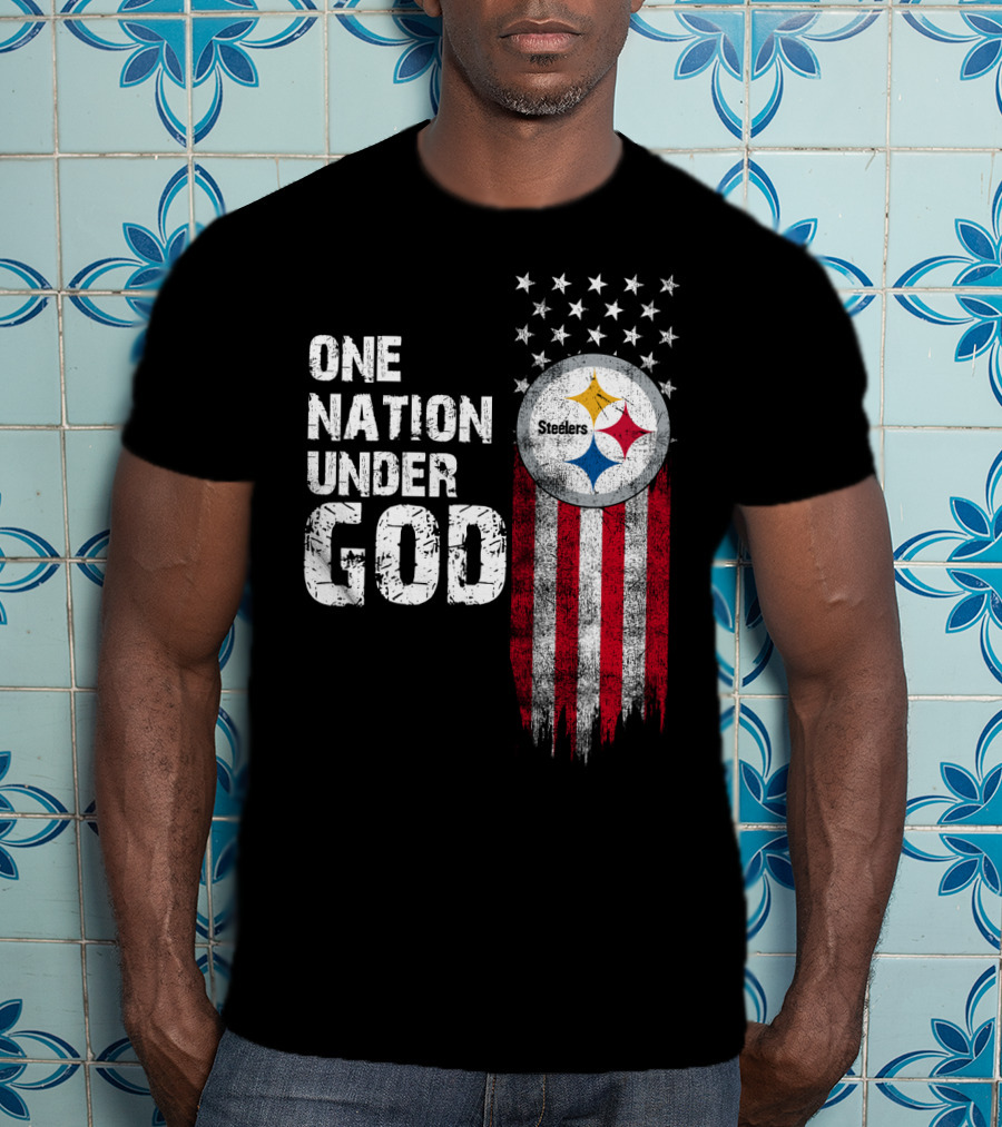 One Nation Under God Pittsburgh Steelers Flag Stars T-Shirt