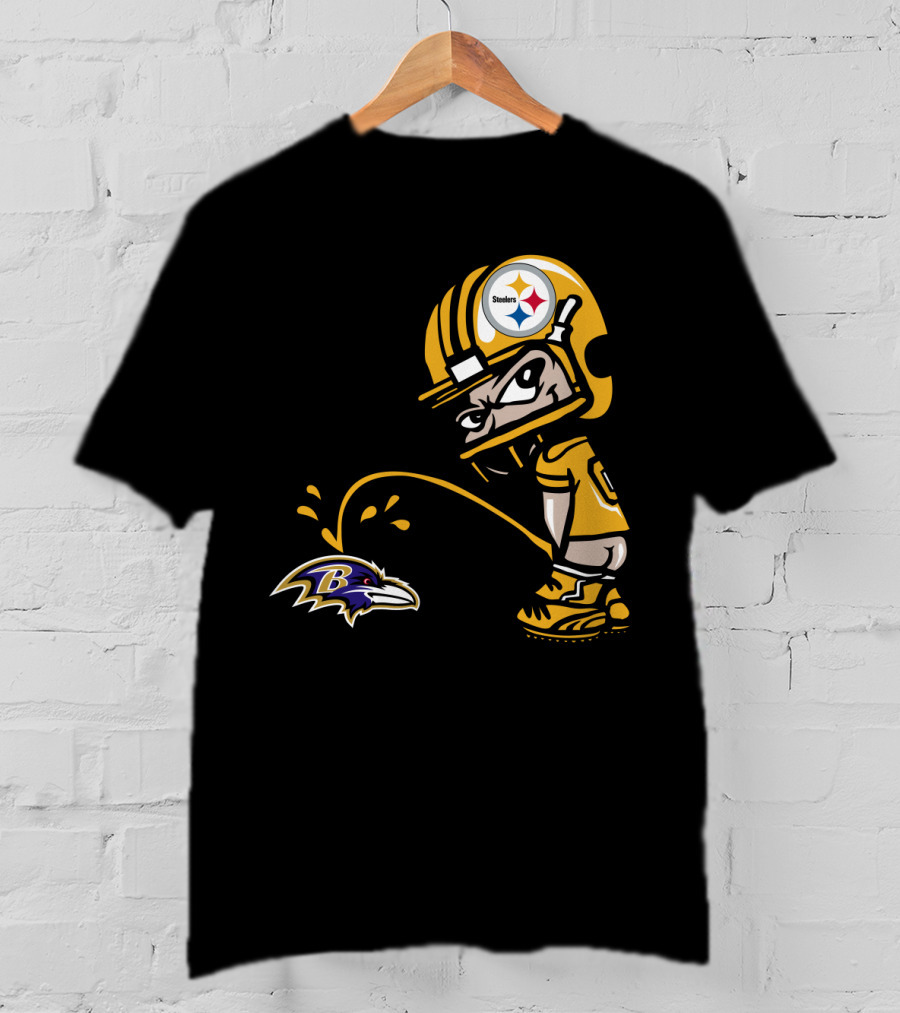 Pittsburgh Steelers Fan And Baltimore Ravens Rivalry Cartoon T-Shirt